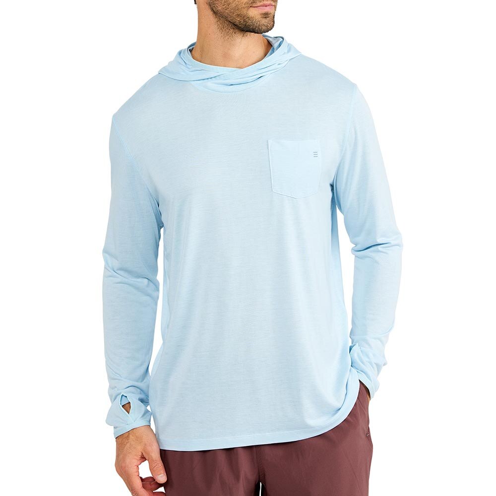 Free Fly Apparel Bamboo Lightweight Hoody Men's in Blue Bird